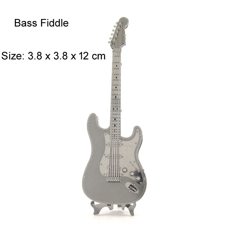 3D Stereo Metal Puzzle Musical Instrument Main Guitar Bass Piano Drum Set Cello Assembly Model Birthday - Image 3